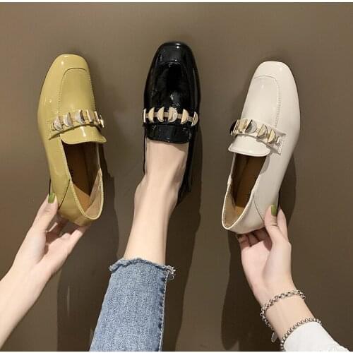 2020 explosion spring fashion womens flat shoes solid color square head rhinestone simple elegant daily womens shoes U29-14