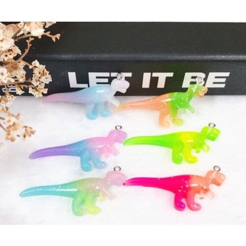 5pcs dinosaur charms Multicolor Flatback resin For Necklace Keychain Pendant DIY Making Accessories