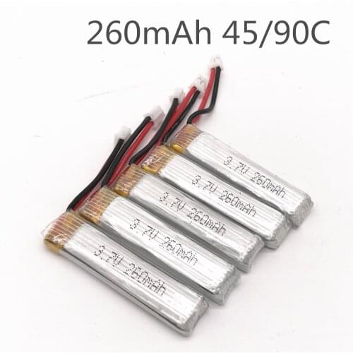 5PCS High Rate 3.7V 260mAh 45C/90C 3.8V Lipo Battery PH2.0 Plug for US65 UK65 QX65 UR65 Drone RC Quadcopter