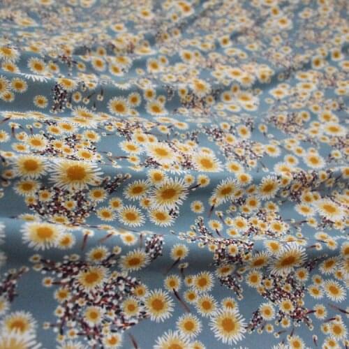 50*150cm Fresh Sunflower Floral Korean Silk Chiffon Fabric Dress Shirt Womens Clothing Childrens Clothing Handmade DIY Fabric