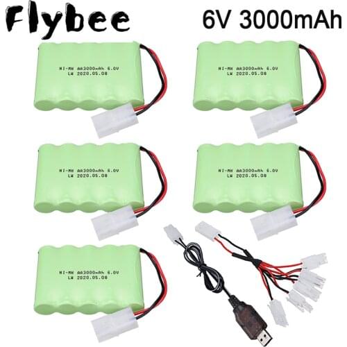 6V 3000mAh Battery and USB Charger Cable For RC Cars Robots Tanks Gun Boats 6v NiMH Battery AA 2400mah 6V Battery Pack