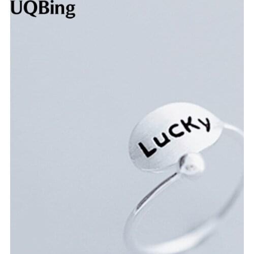 Free Shipping 925 Sterling Silver Letter Lucky Rings For Women Jewelry Retro Finger Rings For Party Birthday Gift