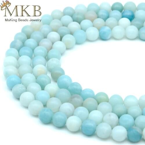 Perles Natural Stone Amazonite Roud Beads For Jewelry Making 4 6 8 10 12mm Gem Spacer Beads Making Bracelet Necklace Wholasale