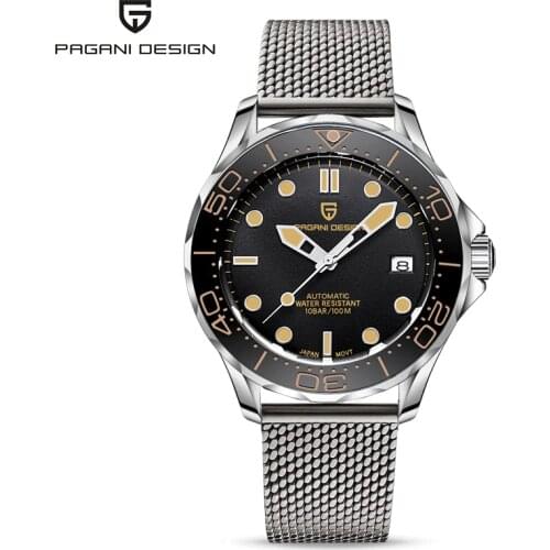 PAGANI DESIGN 007 Mens Mechanical Watches Brand Luxury Mesh belt Automatic Watch Men Waterproof Wristwatch Japan NH35 Clock Man