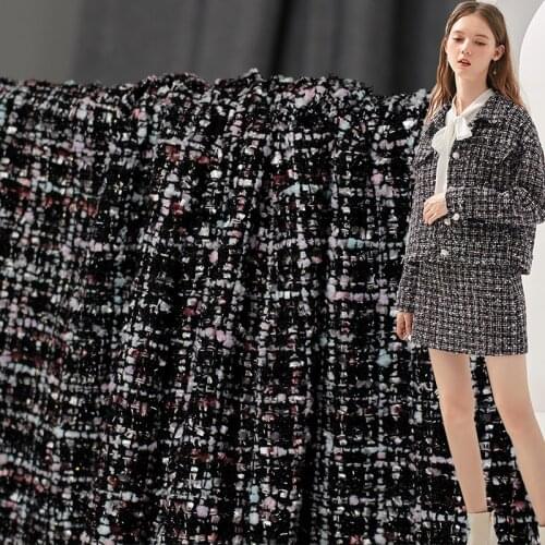 White Waxberry France Black Plaid Fil-Lumiere Tweed Fabrics Garment Materials Autumn Jacket Sewing Cloth Tailor Freeshipping