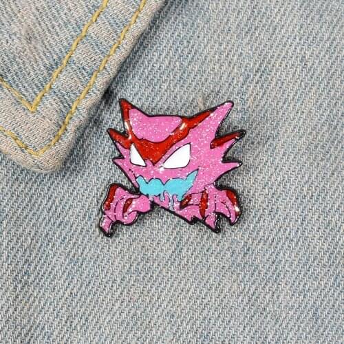 Cartoon pink animal wolf enamel brooch custom alloy badge cowboy clothes bag pin woman jewelry gift for friends