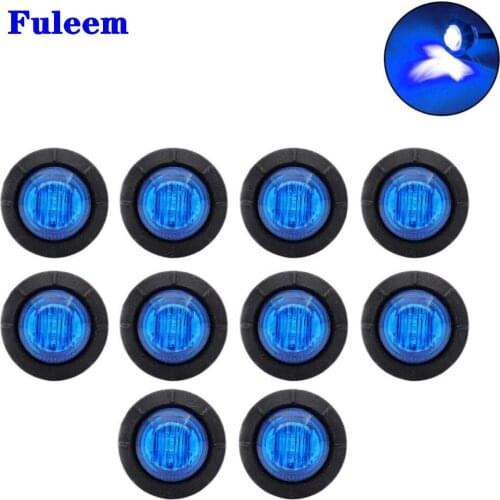 Fuleem 10PCS Mini 12V 3/4 Inch Mount Blue Light 3SMD LED Bullet Marker Lights Side Led Marker for Truck Boat SUV ATV