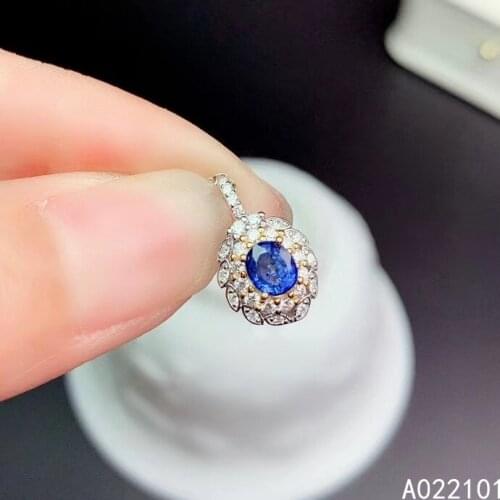 KJJEAXCMY fine Jewelry 925 Sterling Silver Natural sapphire Girl classic Pendant Necklace Support Test Chinese style with box