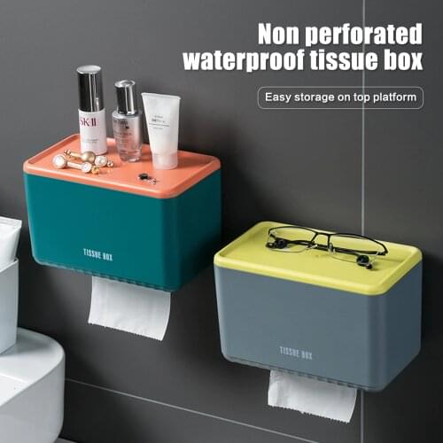 Toilet Tissue Box Perforated Roll Paper Box Storage Rack Toilet Waterproof Pumping Paper Box