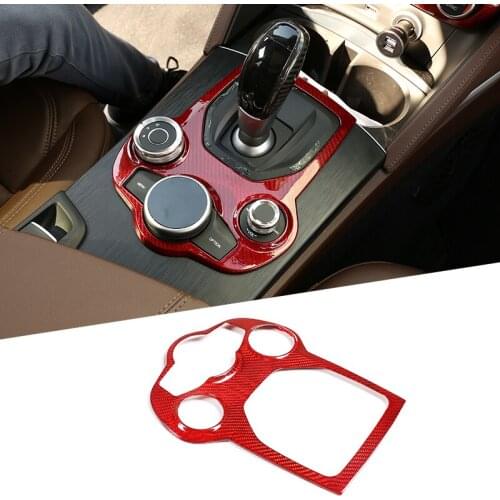 Red Real Carbon Fiber Car Gear Shift Frame Trim For Alfa Romeo Giulia Stelvio 2017-2019 Gear Shift Cover Car Accessories 1 Pcs