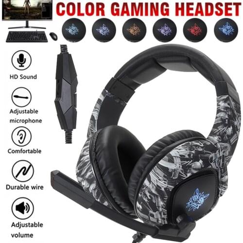 Mayitr 1pc Camouflage Porfessional Wired Gaming Headset Colorful LED RGB Luminous Headphone For PC Laptop PS4 Xbox One 360