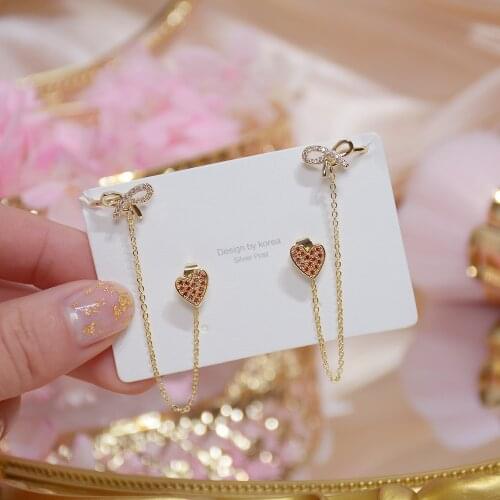 14k Real Gold Plated Fashion Jewelery Crystal Strawberry Chain Exquisite Earrings for Woman Holiday Party Elegant Earring