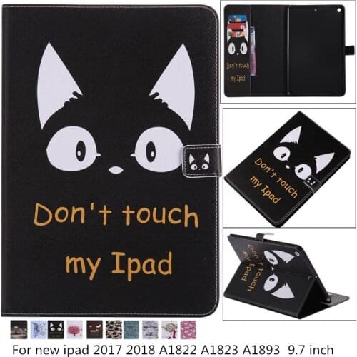 Cartoon Case for iPad 2017 2018 9.7" New Tablet Stand PU Leather Magnet Smart Cover Auto Sleep/Wake for iPad 2017 9.7'A1822 +pen