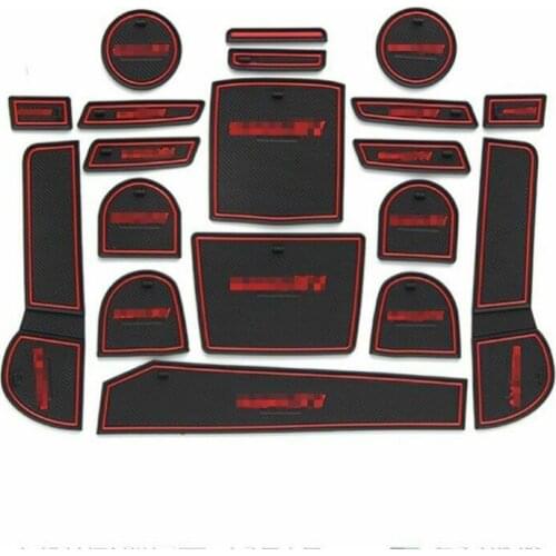 For Subaru XV 2015-2016 Non-slip Interior Door Cup Holder Rubber Mats Red Line