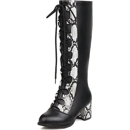 Large Size New Shoes Women Boots Knee High Heels Heels Western Boots for Women Cowboy Boots Women Black Shoes Girl