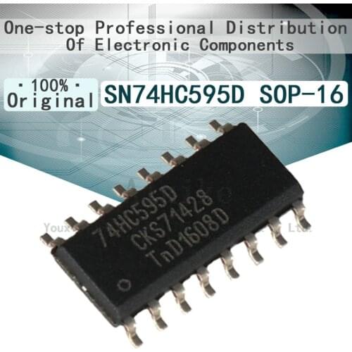 20/Pcs New and original SMD 74HC595 74HC595D SN74HC595D SOP-16 16-SOIC Shift lever shift 8-bit serial register latch IC chip