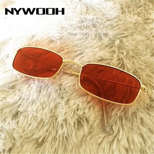NYWOOH Small Sunglasses for Women Men Retro Rectangle Sun Glasses Female Male Brand Designer Vintage Metal Eyewear UV400
