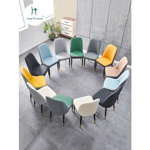 Louis Fashion Dining Chair Small Family Modern Simple Backrest Stool Nordic Light Luxury Soft Bag