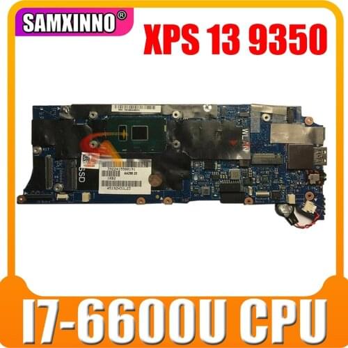 Original Laptop motherboard For DELL XPS 13 9350 I7-6600U Mainboard CN-0FK79N 0FK79N LA-C881P SR2F1 I7-6600U