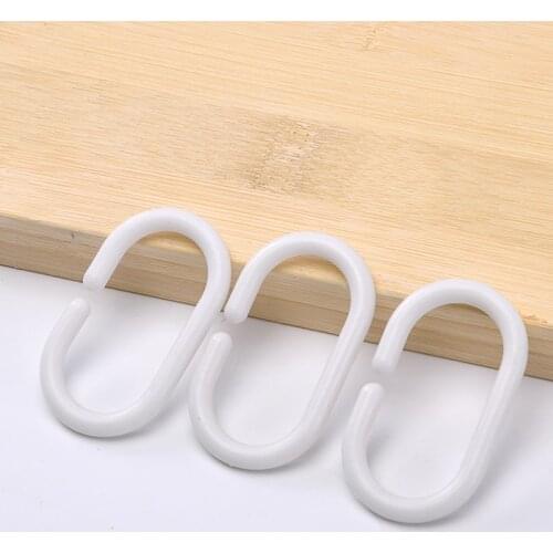Plastic White C Type Bathroom Shower Curtain Liner Hook Hooks Rings, Flexible Bathroom Shower Curtain Liner Hooks Rings