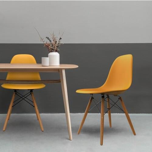 Furgle Replica Shell Chair Walnut Legs DSW Plastic Dining Chair Set of 2/4/6 Modern Style Armless Coffee Chairs for Living Room