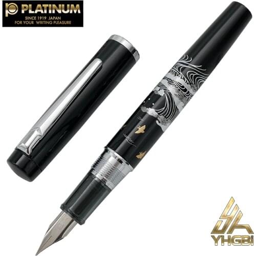 Platinum modern Japanese lacquer shis painted waves plum blossom yellow warbler Procyon metal pen gift giving men and women