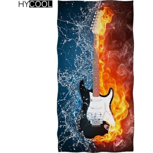 Art Water With Fire Music Notes Prints Microfiber Quick-Drying Swimming Towel Comfort Bathing Face Hair Towels Absorbing Toallas
