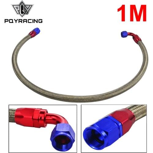 PQY - 1METER AN10 STAINLESS STEEL BRAIDED Fuel Oil Line + STRAIGHT AN SWIVEL FITTING + 90 DEGREE AN SWIVEL FITTING PQY3701S