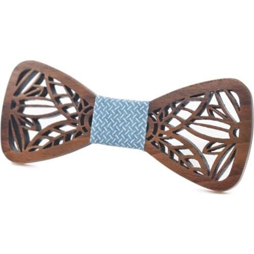 Dropshipping wooden bow tie chicago vintage flower engraved women walnut wooden bowties gift for men