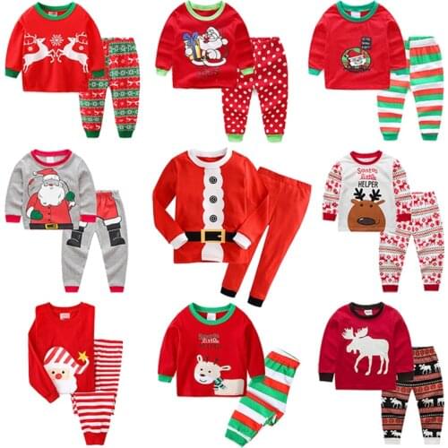 Baby Girls Boys Cartoon Christmas Pajamas Set Cotton Infants Sleepwear Casual Kids Homewear Nightwear 1-6 Year Children Clothing