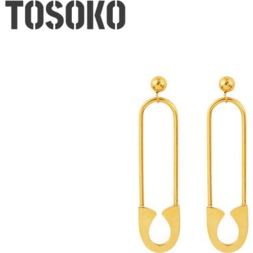 TOSOKO Stainless Steel Pin Earrings Exaggerated Accessories For Female BSF279