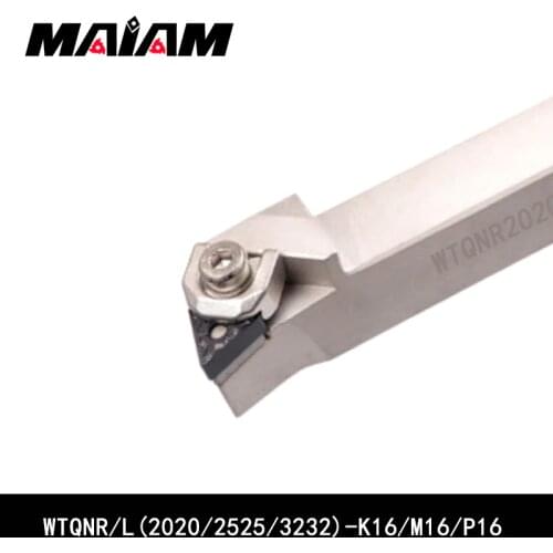 Compound turning tool rod WTQN WTQNR2020 WTQNL2020 k16 WTQNR2525 m16 WTQNR3232 p16 TNMG Triangle insert TNMG1604 TNMG160404 08