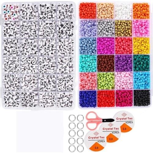 5000Pcs 4mm Glass Seed Beads and Alphabet Letter Beads for Bracelets Jewelry Making and Crafts, Accessories DIY Material