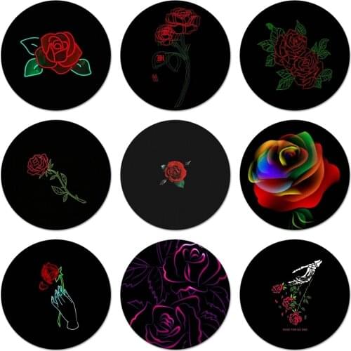 Glowing rose in the dark Icons Pins Badge Decoration Brooches Metal Badges For Clothes Backpack Decoration 58mm