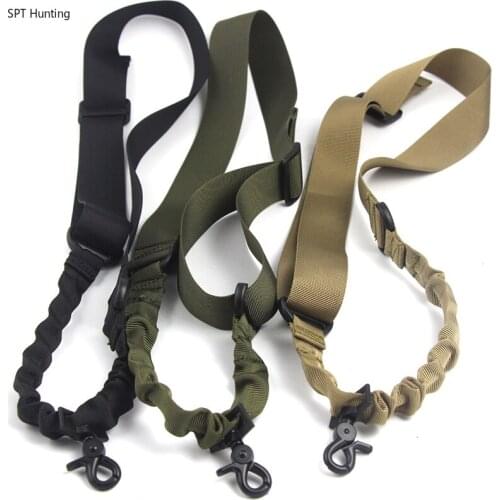Tactical One 1 Single Point Gun Sling Adjustable High Density Nylon Bungee Rifle Strap Hunting Accessories Black Army Green Tan