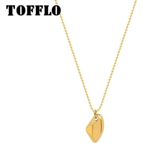 TOFFLO Stainless Steel Jewelry Ins Simple Irregular Geometric Pendant Necklace Womens Fashion Clavicle Chain BSP895