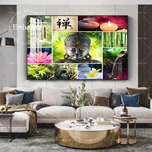 Embelish 1 Pieces Zen Buddha Statue Bamboo Orchid Spa Wall Posters For Living Room HD Print Canvas Paintings Home Decor Pictures