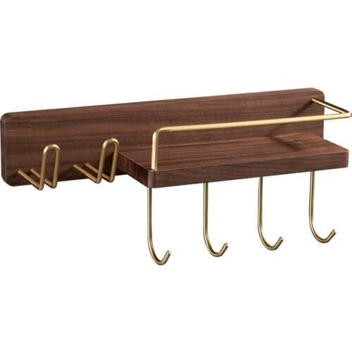 Solid wood hair dryer rack wall vanity bathroom multifunctional hair dryer rack free punch storage rack