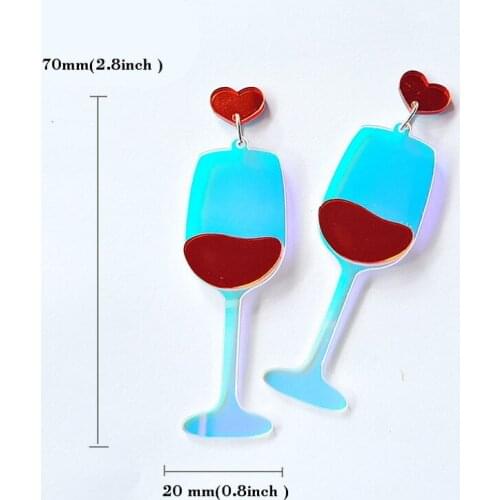 Vintage Transparent Goblet Red Wine Glass Summer Girl Earrring