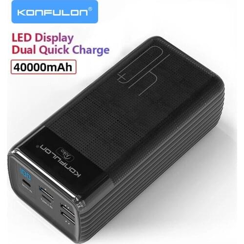 LED Type C Input/Output Powerbank 40000 mah Two Way Quick Charge Power Bank 15W PD External Battery Charger For iPhone Xiaomi