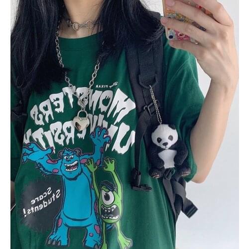 Green Frog Letter Print Cartoon T Shirts Plus Size O Neck Loose Vintage Casual Short Sleeve Fashion Tops Women New Summer 2021