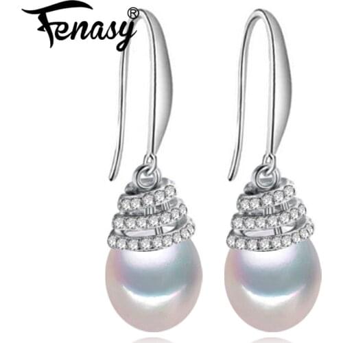 FENASY Bohemian Natural Freshwater Pearl Earrings For Women 925 Sterling Silver Long Earrings Luxury Wedding Engagement Jewelry