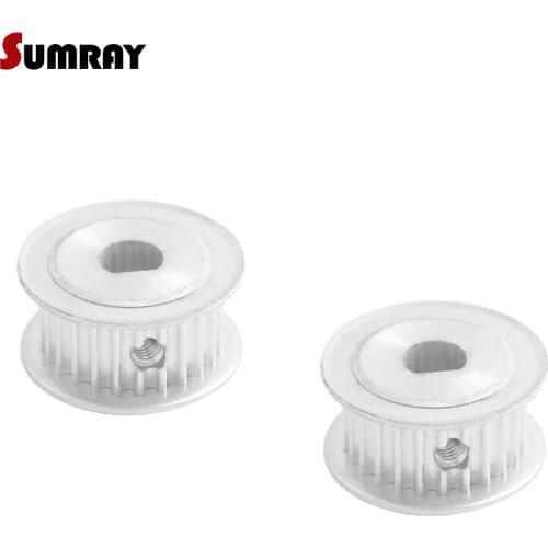 SUMRAY MXL D type Timing Pulley 24T Tooth Belt Pulley 5*4.5/6*5/8*7/10*9mm bore 7/11mm width D type Aluminium Pulley Wheel 2pcs