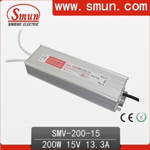 200W 15V 13A Outdoor Waterproof IP67 Switching Led Driver Led Power Supply With CE RoHS SMV-200-15