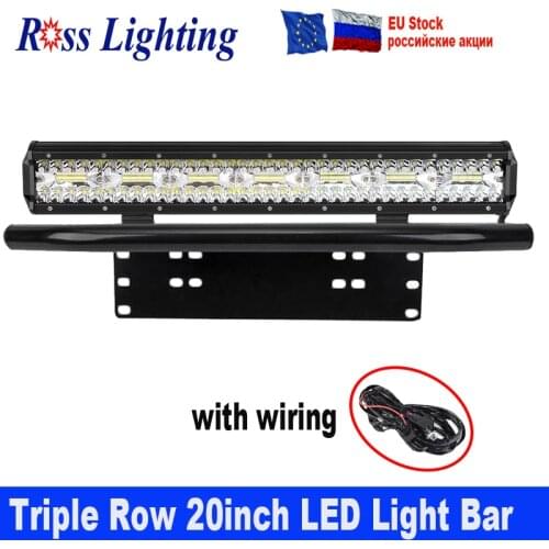 3-Row 20inch 20'' 420w Tri Row Car Light Led Bar & 23" Number Plate Frame Mount Bracket For Auto Car boat 4X4 SUV 12V 24V
