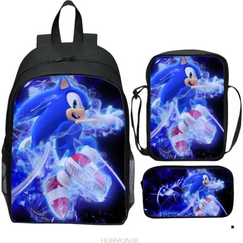 3Pcs/set SONIC RACING Backpack 3D Print School Bag Sets for Teenager Boys Girls Cool Cartoon Kids Schoolbags Children Mochilas
