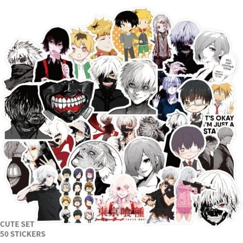 50pcs/set Tokyo Ghoul Stickers Waterproof Durable Stickers Classic Japanese Anime Stickers for Water Bottles Skateboard Luggage