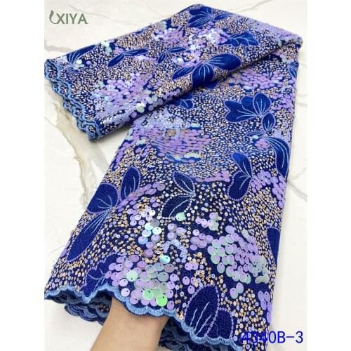 African Velvet Lace Fabric Embroidery Sequin Lace Fabric for Wedding Sewing French Nigerian Sequence Lace Fabric APW4340B