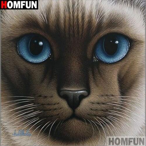 Homfun Full Square/Round Drill 5D DIY Diamond Painting "Animal cat" 3D Embroidery Cross Stitch Home Decor Gift A13273