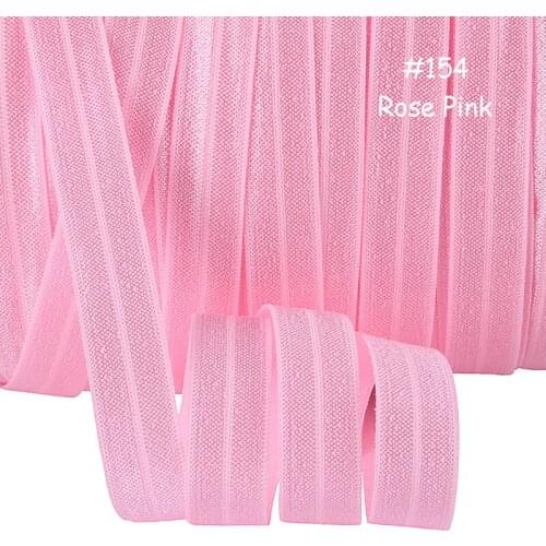 Free shipping soft 5/8" Rose pink #154 fold over elastic for hair tie or baby headband fold over elastic